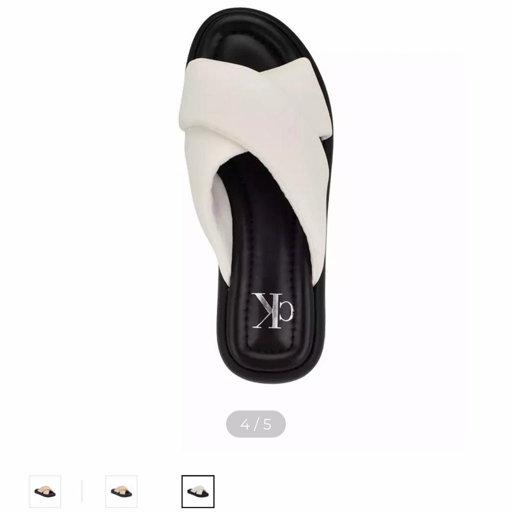 Calvin Klein Women's Black and White Slide Sandals